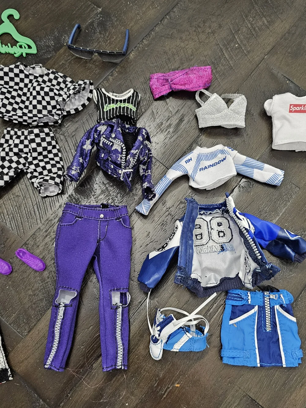 Rainbow High Doll Clothing Lot & Accessories Outfits Shoes Hangers Jackets Pants